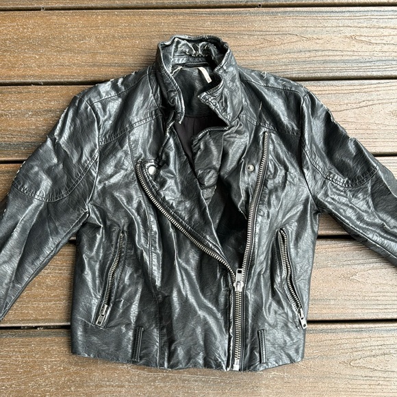 Free People Jackets & Blazers - GUC Free People Leather Jacket | Biker Moto Jacket | Black